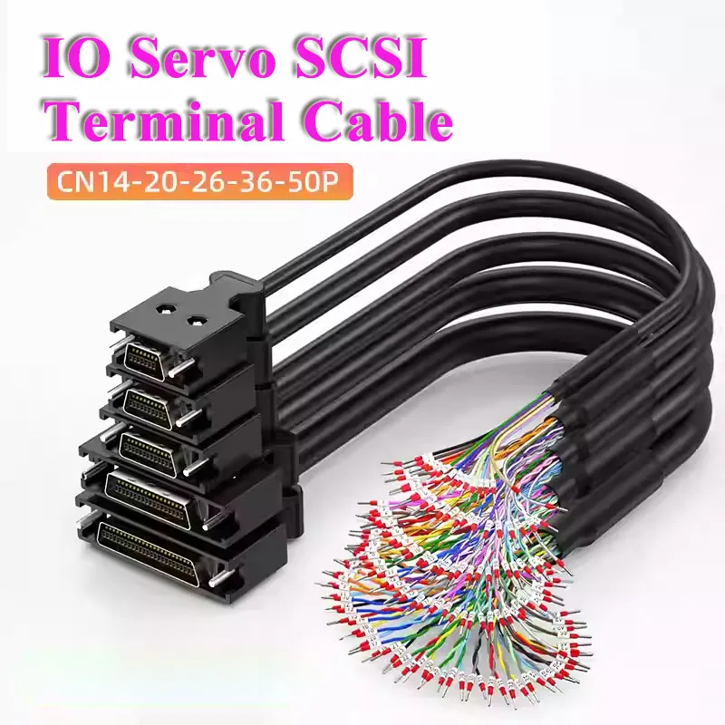 50Pin SCSI IO Servo Terminal Cable Connection Line for Panasonic Mitsubishi Yaskawa Delta 20/25/26/44/50 Pin CN1 Control Wire