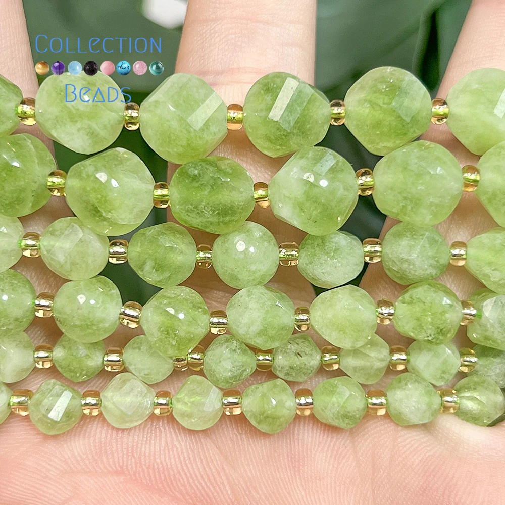 6 8 10mm Naturstein-Perlen Olivenjade Facettierte Runde Perlen Lose Perlen für Schmuckherstellung DIY Perlen-Zubehör – Detail 4