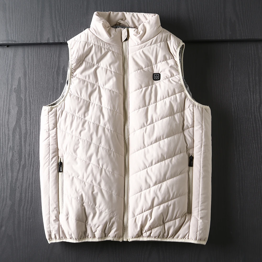 Controllable Temperature Electric Heating Insulation Men Winter Stand Collar Cotton Clip Thickened Vest Jacket Outdoor Waistcoat