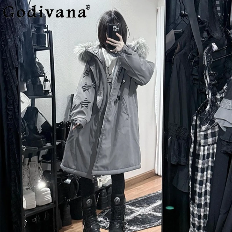 ثقافة فرعية الراقية رمادي منتصف طول سترات الإناث التخسيس القطن سترة دافئة المرأة الخريف الشتاء اليابانية معطف مبطّن #5