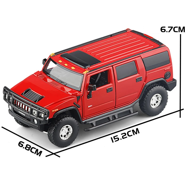 1/32 Hummer H2 SUV Off Road Toy Car JKM Diecast Metal Miniature Model Sound & Light Doors Openable Collection Gift for Kids Boy