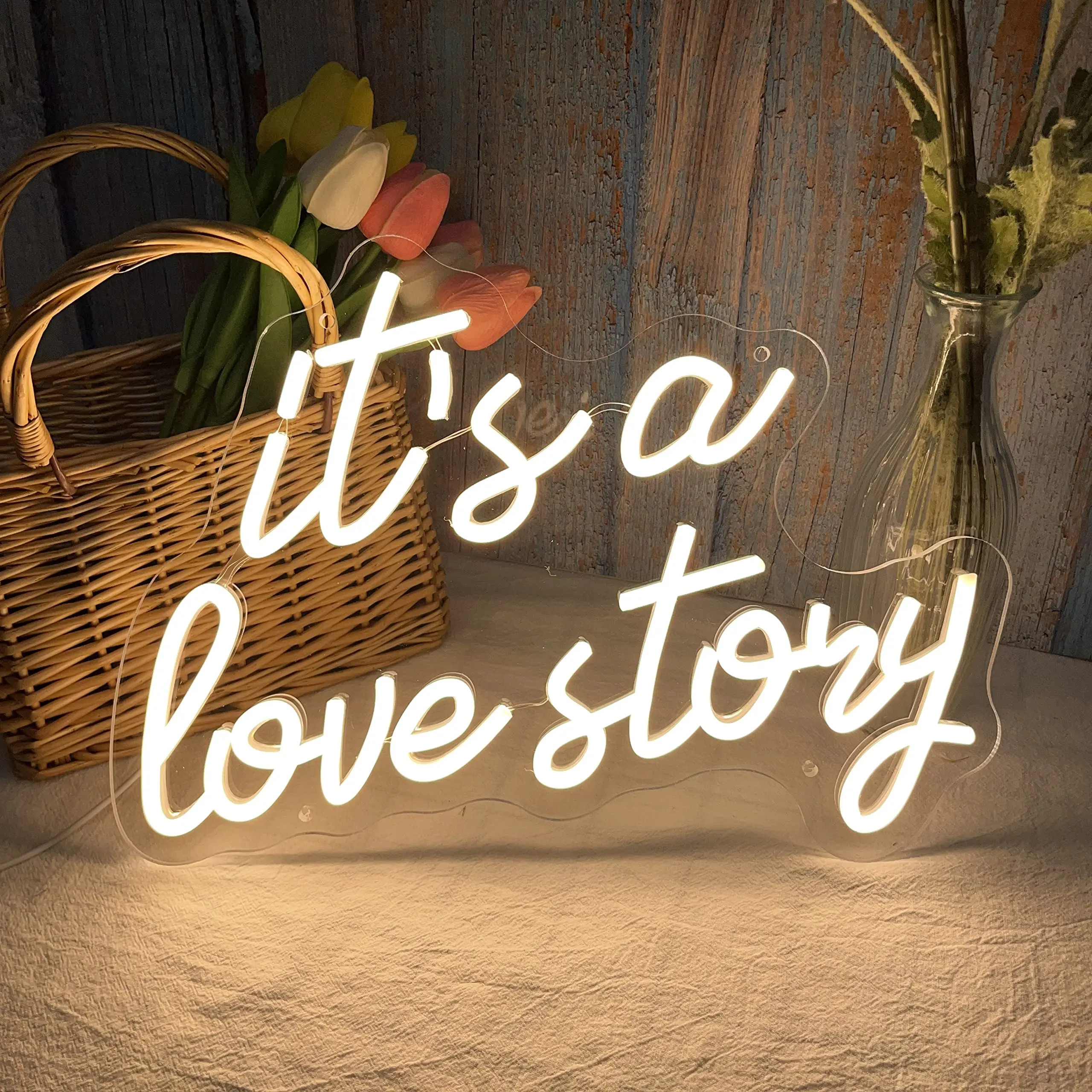 

It's a Love Story Neon Light Sign for Wedding Party Wall Decor LED Neon Signs Room Bedroom Wall Decoration Neon Lamp USB Power