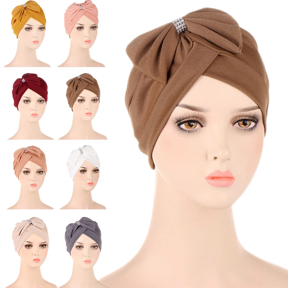 

Bowknot Beanies Women Muslim Hijab Turban Chemo Cap Indian Headscarf Hair Loss Head Scarf Wrap Bonnet Cancer Hat Turbante Mujer