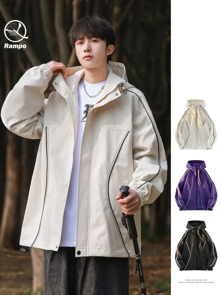 

Мужская водонепроницаемая походная куртка Rampo: новая осенняя модель для активного отдыха, ветрозащитная, дышащая, на молнии, повседневная, свободного кроя, из полиэстера.