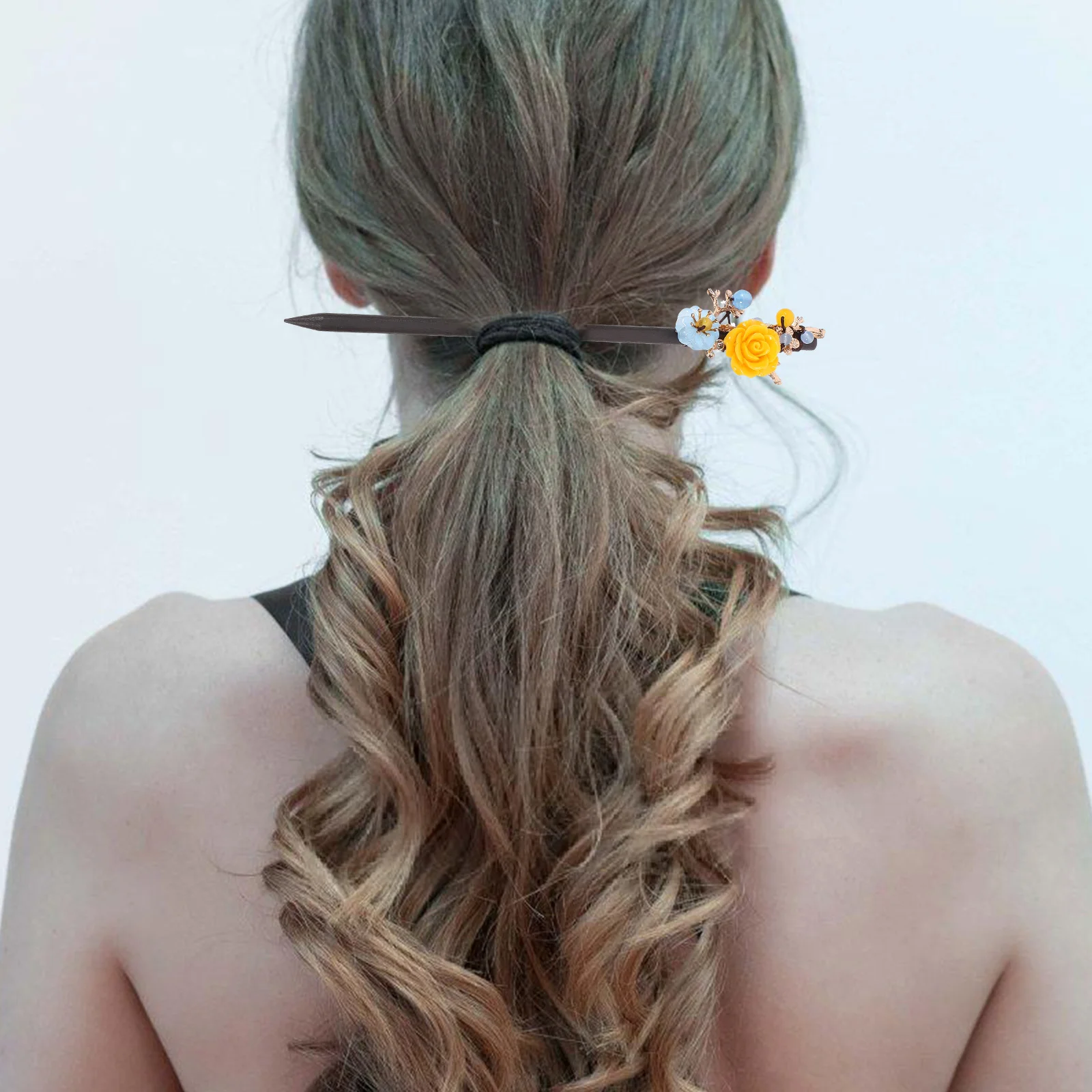 

Vintage Hair Chopstick Stylish Accessories Classic Women Resin Yellow Elegant Updo Retro Hairstyle Decorative Bun Stick
