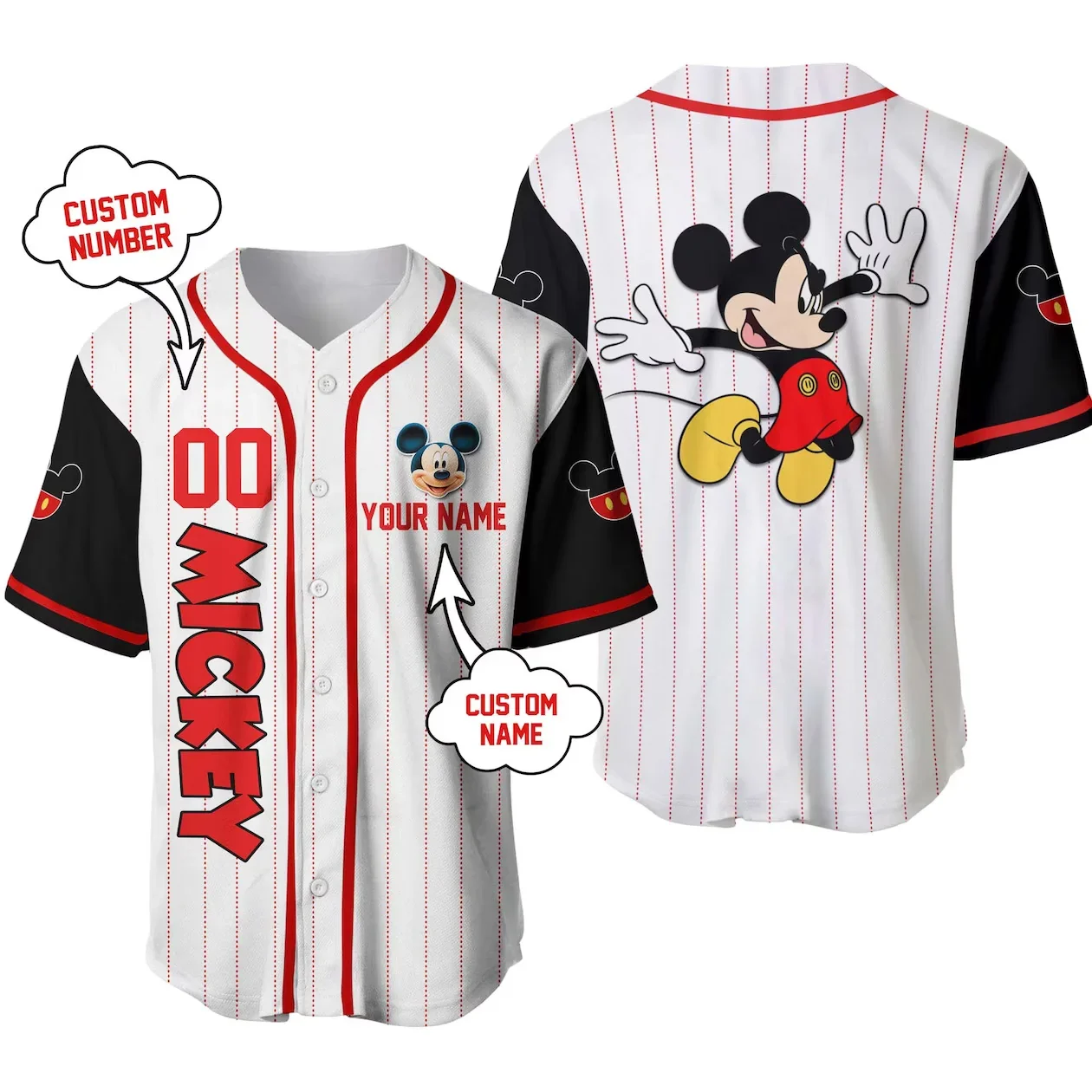 

Disney Baseball Jersey Custom Name Men's Mickey Baseball Jersey Fashionable Disney Short Sleeve Hawaiian Shirt Track Top