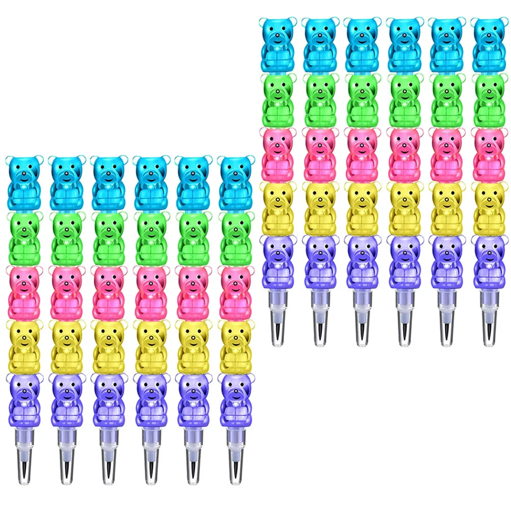 

24pcs Cartoon Bear Shaped Pencils Stackable Plastic Handwriting School Supplies Kids Writing Painting pencils for students