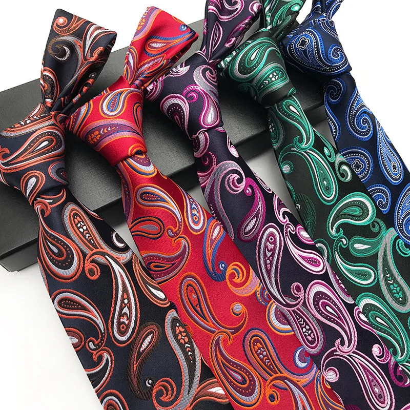 

Multiple Versatile New Polyester Jacquard Paisley Neckties 8cm Fashionable Waistband Ties for Men Accessories