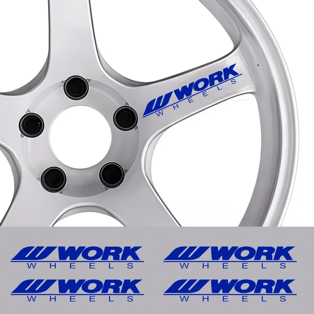 4Pcs Racing Style Car Wheel Rim Vinyl Stickers, Waterproof Self-Adhesive Auto Hub Decals, Car Exterior Decor Accessories