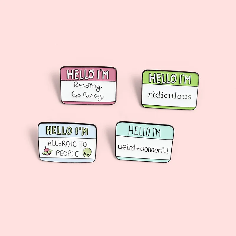 Phrase Message Enamel Brooch PS Ai Never Stops Women Empower Now Clock Wake Up Service WiFi Badge Punk Lapel Pins Jewelry Gift