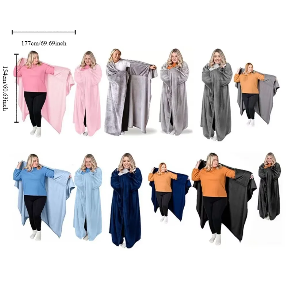 Wearable Blanket Ultra Soft Lightweight Cozy Double Layer Pocket Design Warm Extra Long Ideal for Couples on Sofa Bed