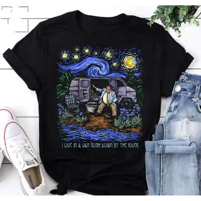 Van Gogh Live In A Van Down By The River Vintage T-Shirt, Starry Night T-Shirt