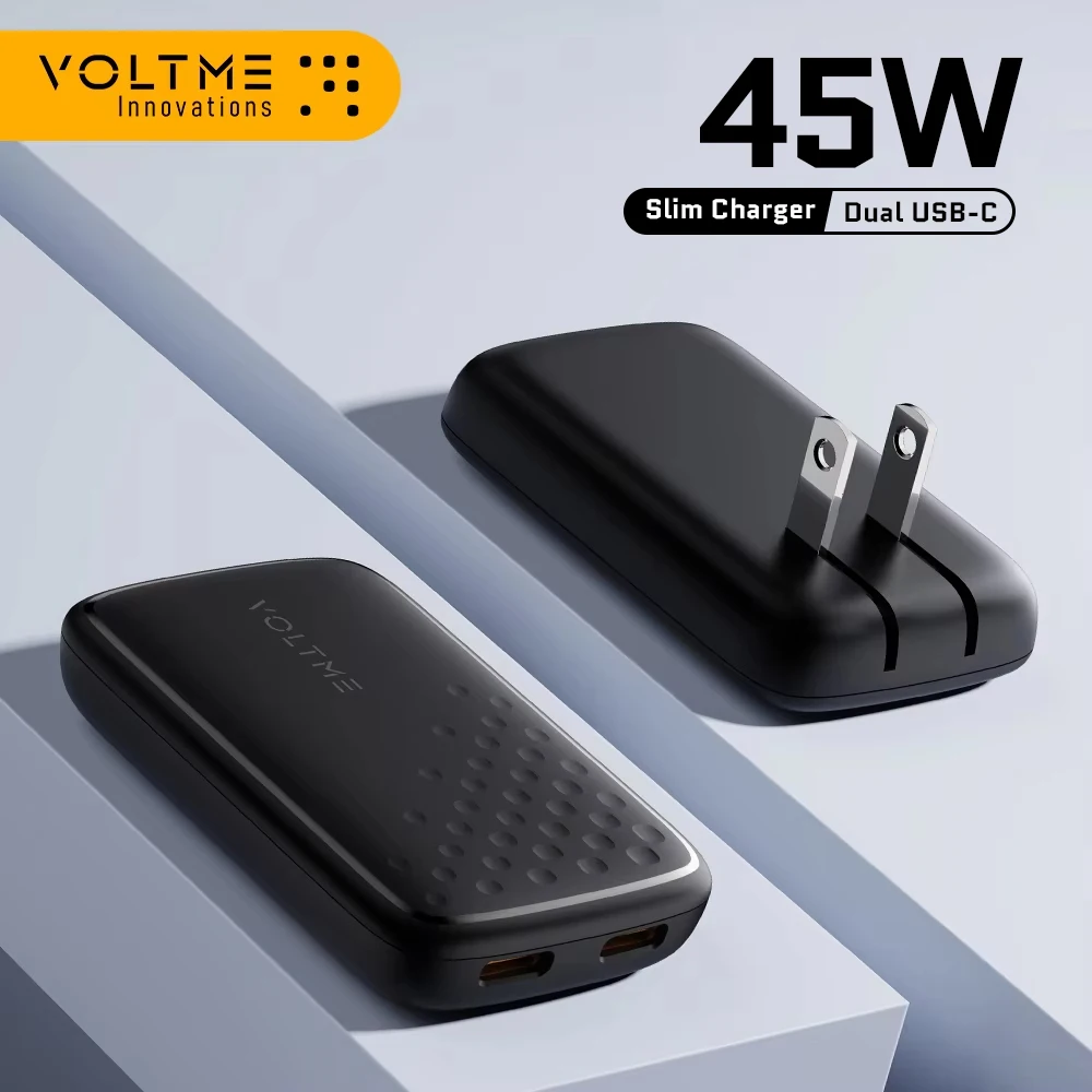 

VOLTME Dual USB-C GaN 45W Charger Fast Charge Wall Charging For iPhone 15 14 13 Samsung Xiaomi Huawei foldable USB Wall Charger