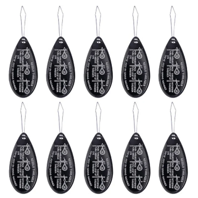 10pcs Black Sheet Needle Threader Manual DIY Sewing Needle Thread Threader Lead Thread Reader Needle Threader