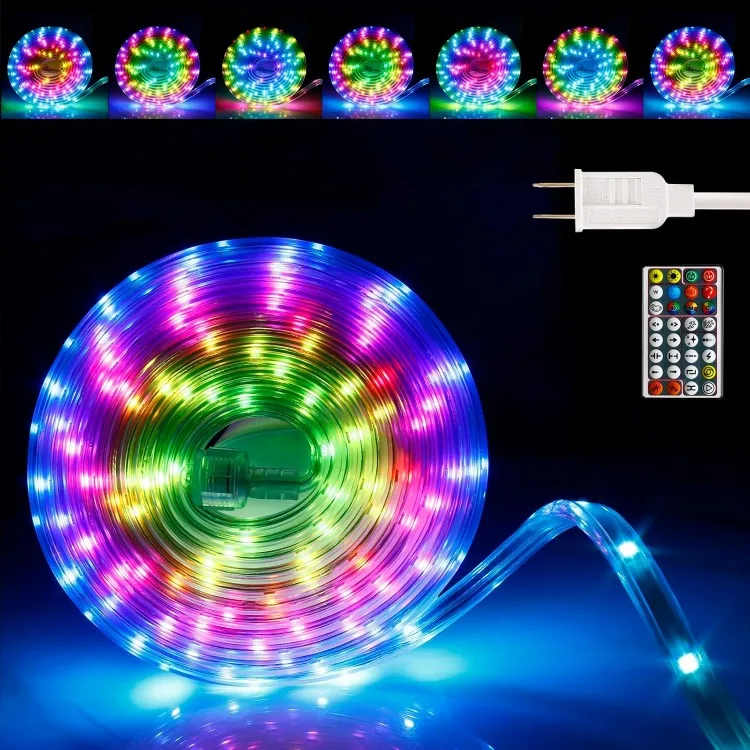 16.4ft Waterproof Strip Lights Outdoor, Dream Color Chasing Rope Light with Remote, Music Sync Light Strip Connectable Dimmable