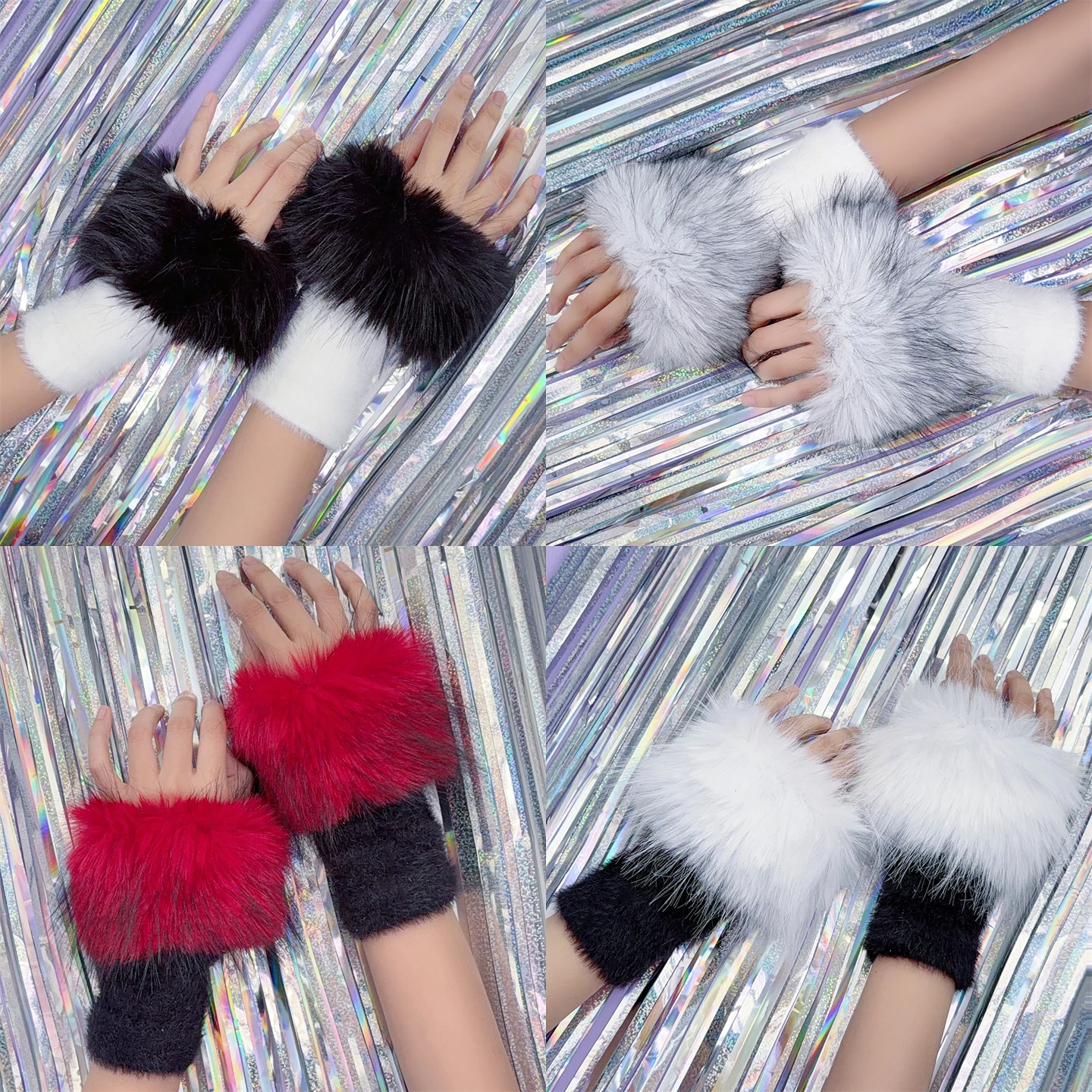 

Y2K Millennium Spice Girls Субкультура Стиль Харадзюку Манжеты на половину пальцев Модные модные перчатки в японском стиле панк для девочек