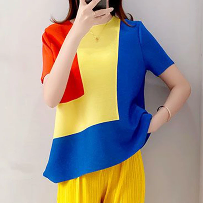 Pleated Top 2023 Summer New Short Sleeve Casual T-shirt t shirt women oversized t shirt korean shirts for women