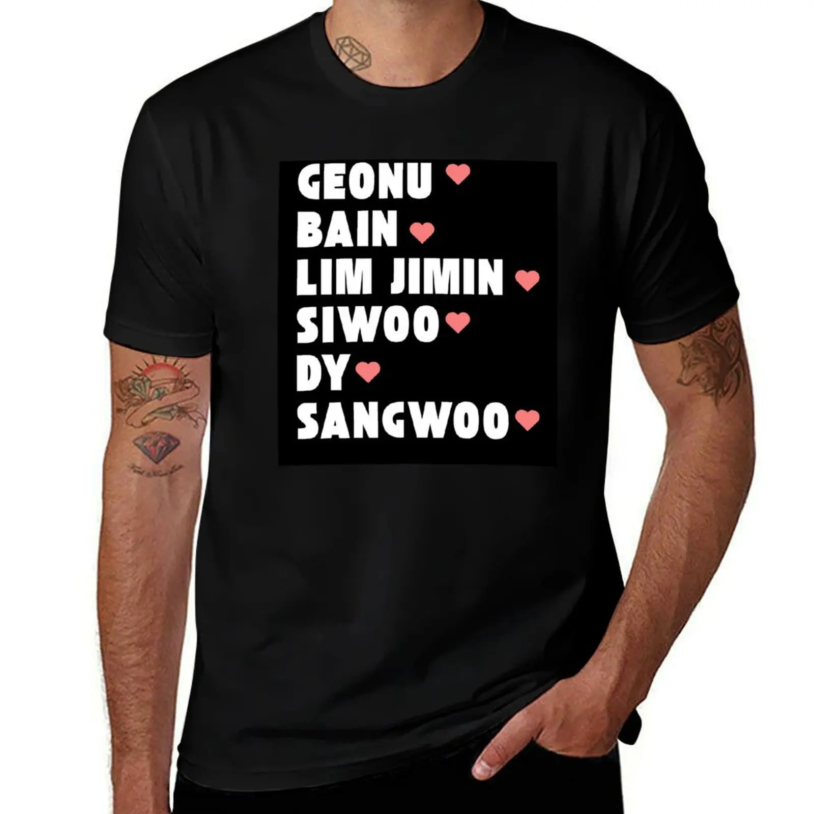 

JUST B with Member Names Kpop Group Design BLACK T-Shirt heavyweights animal prinfor boys men t shirts high quality