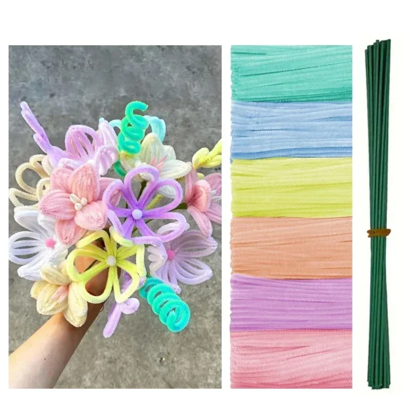 

600PCS Vibrant Colored Pipe Cleaners DIY Craft Set Ideal for Bouquet Weaving Art & Craft Projects, Creative Gift Wrapping
