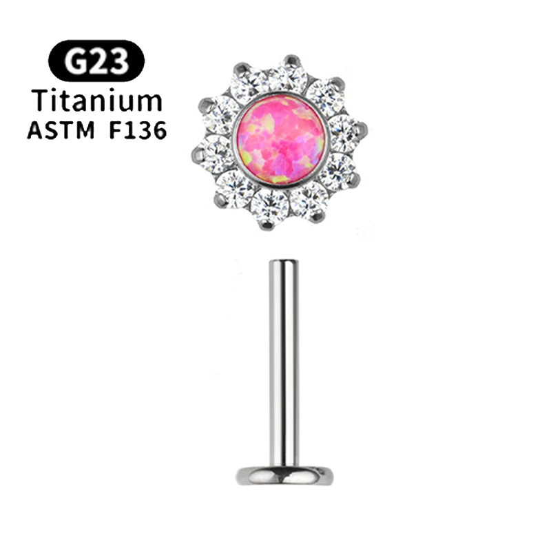 Multi Tamanho Piercing per il corpo jorias, G23 tit\'nio, Ear e Lip Studs, zircone circolare, Top Labret Nariz Stud, Brincos Roscados