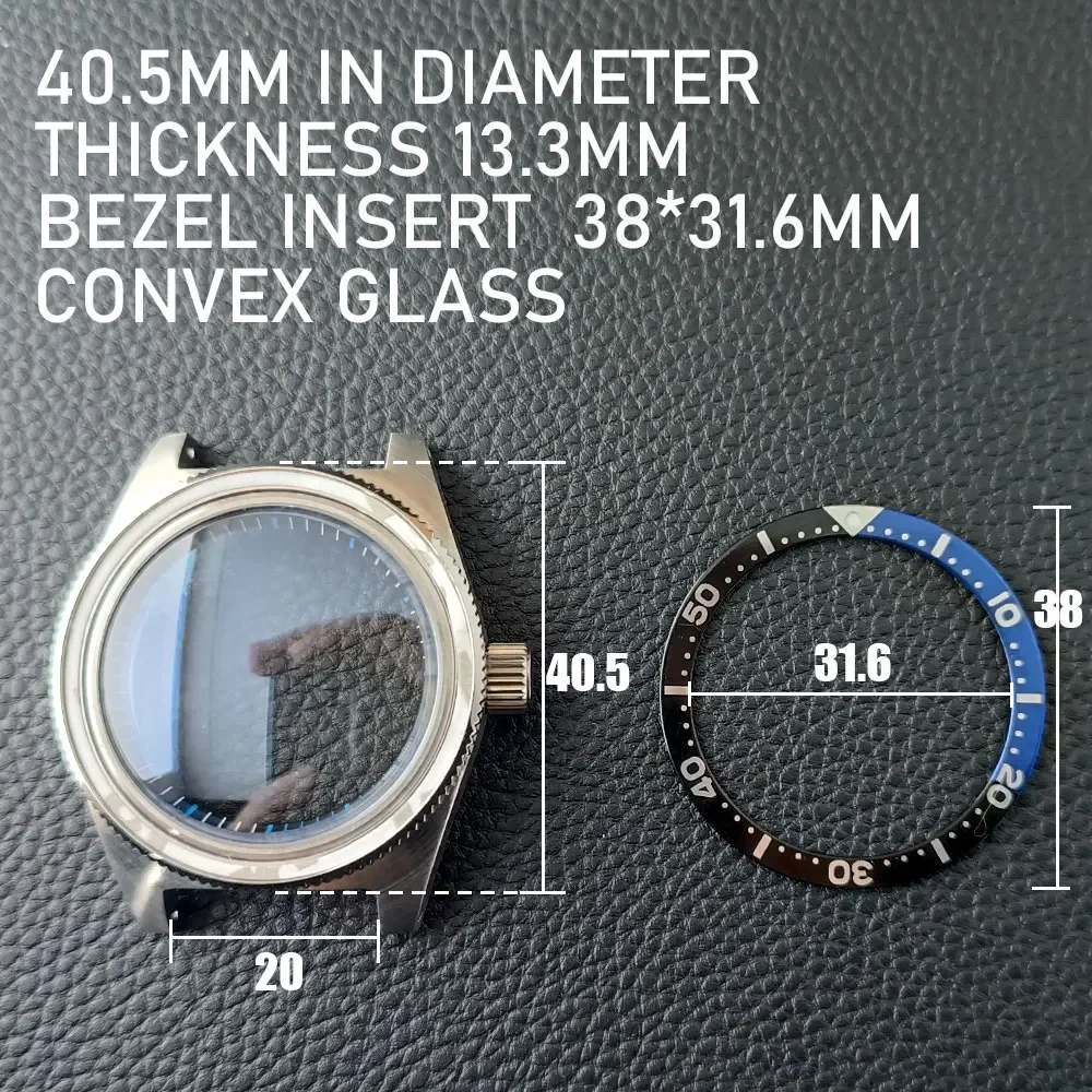 40.5mm black steel case fits for NH34 NH35 NH36 movement with ceramic/aluminum bezel case sapphire crystal glass case 20mm strap