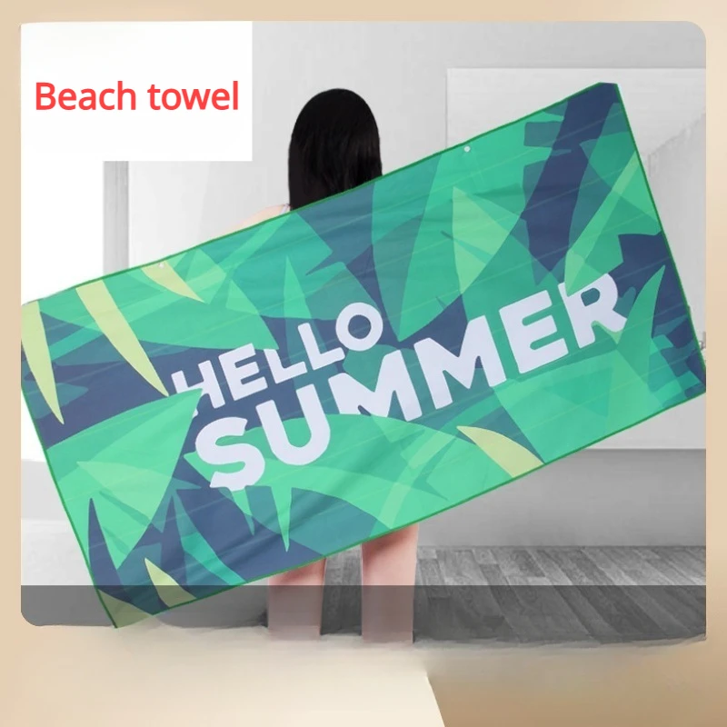 Microfiber Double-sided Velvet Beach Towel Quick Drying Water Absorption Printing Bath Towel Swimming Sun Proof Shawl