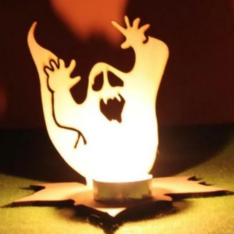 Halloween Wooden Ornament Pumpkin Ghost Table Decoration Shadow Projector For Home Party And Haunted House Crafts