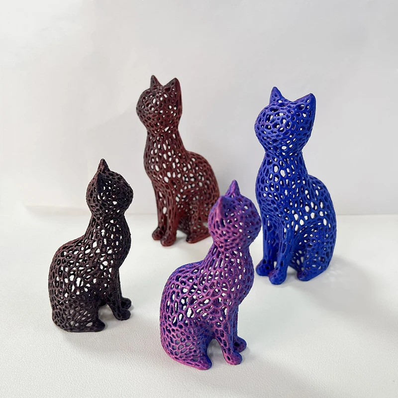 중공 고양이 조각상 수집용 3D 프린트 고양이 조각상, 홈 오피스 데스크탑 고양이 장식, 고양이 애호가