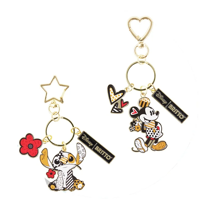 พวงกุญแจสติทช์น่ารักจากดิสนีย์ ของตกแต่งน่ารัก สีดำทอง พวงกุญแจสติทช์ ของขวัญวันเกิดสำหรับเด็กผู้หญิง ของเล่นอนิเมะสำหรับเด็ก