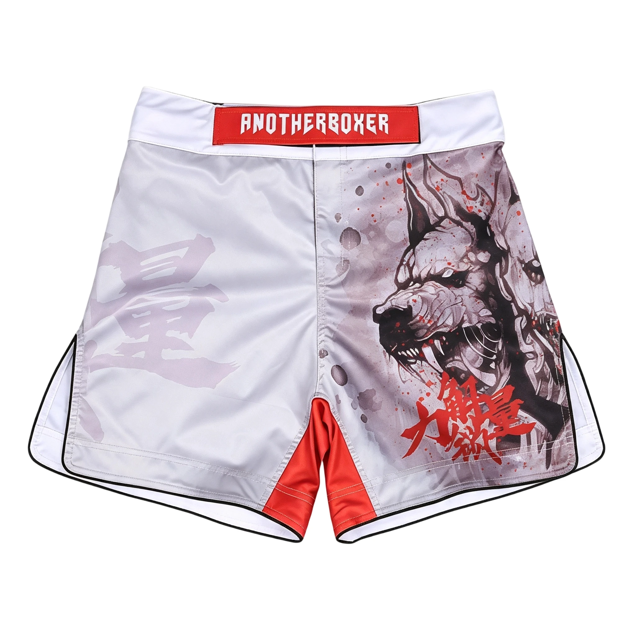 Wolf Print MMA Grappling Shorts mit Seitenschlitzen für Männer und Frauen, atmungsaktive Kampfshorts für Kickboxen, BJJ, Sparring & Wettkampf