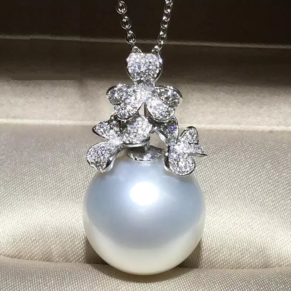 

Gorgeous AAAA 10-11mm 11-12mm Natural White Round Pearl Pendant Necklace 925S 18inch