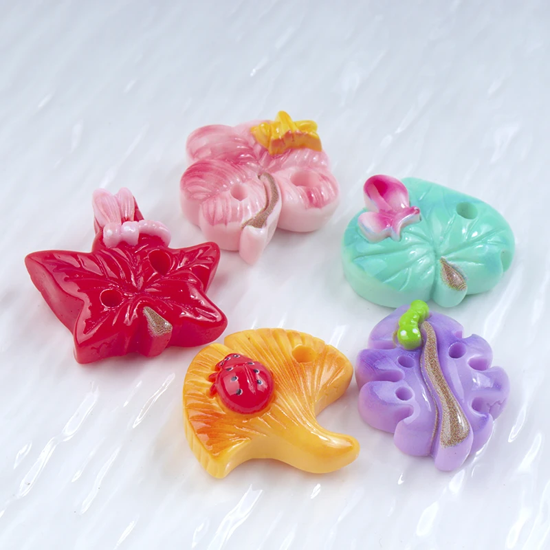 10/100Pcs Miniatures Leaves Maple Leaf Resin Cute Scrapbooking Materials Patch Crafts Flatback DIY for Jewelry Make Accessories