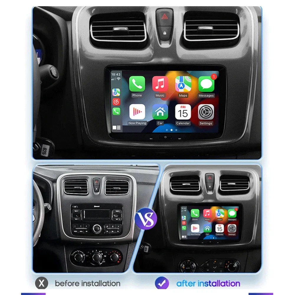 Android Radio For Dacia Sandero Duster Captur Logan Symbol Docks Lodgy Multimedia CarPlay AUTO GPS Navigation SWC BT WiFi