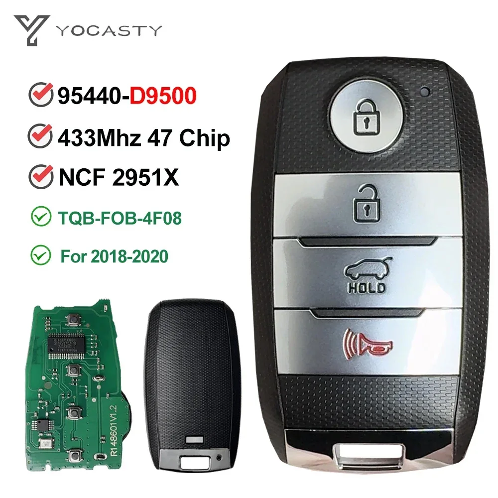 

YOCASTY 95440-D9500 433MHz FSK NCF2951X 47 CHIP Keyless Smart Car Key For KIA Sportage 2018 2019 2020 5074A-FOB4F08 TQ8-FOB-4F08