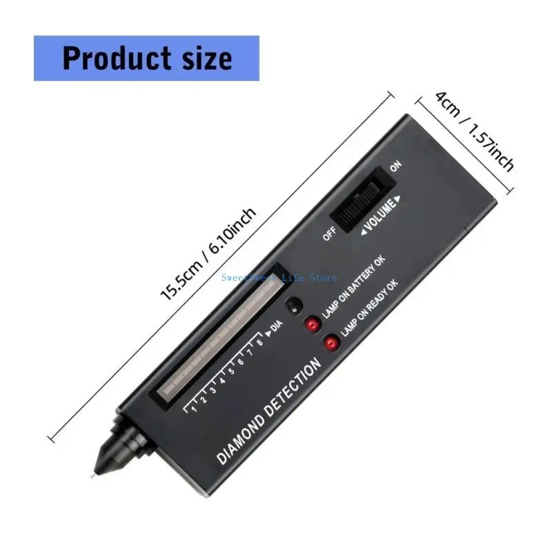 D5QB Practical Diamonds Tester Stift Schmuck Testwerkzeug LED -Indikatorstester für schnelle und sichere Diamantenüberprüfung