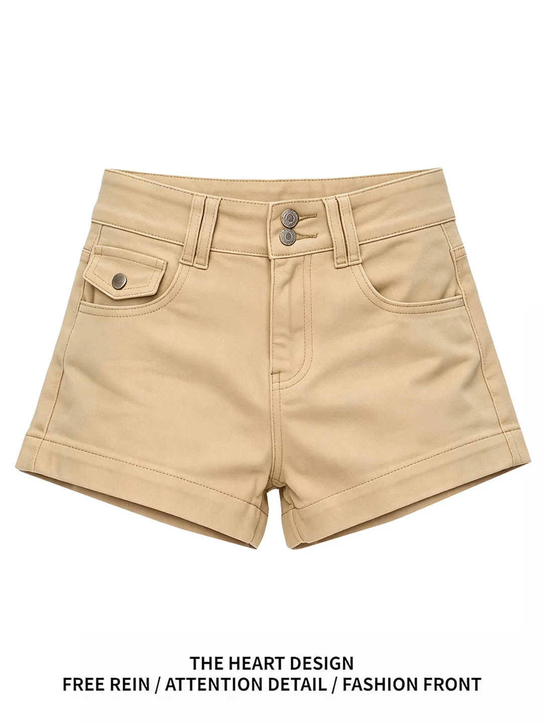 

Washed American Style High Waist Double Buckle Khaki Denim Shorts Women's Summer New Slimming Hot Pants Casual Vintage