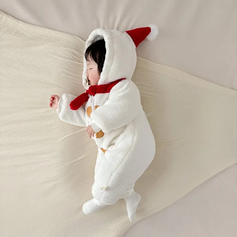 Cute Winter Baby Girl Clothes Warm Comfort Baby Clothes Versatile Trendy Jumpsuit Newborn Crawling Suit Cartoon Cotton Coat 아기옷