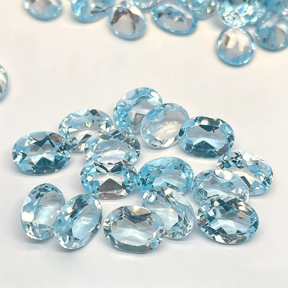 50pcs 20pcs Wholesale Lot 100% Real Natural Skyblue Topaz Oval 3*4mm-15*20mm Loose Gemstones