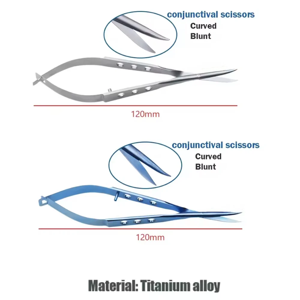 

Conjunctival Scissors Blunt Curved Tip Ophthalmic Surgical Instruments Stainless Steel Titanium Eye Microsurgery Tools