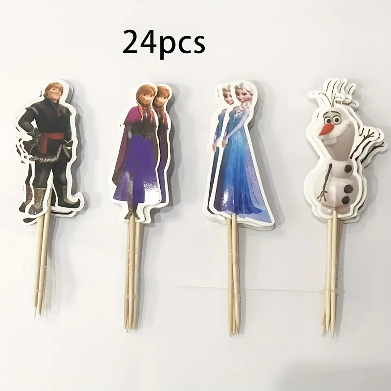 24/48 قطعة من أغطية الكيك المجمدة أولاف إلسا وآنا لتزيين كعكة المجمدة لتزيين حفلات أعياد الميلاد المجمدة