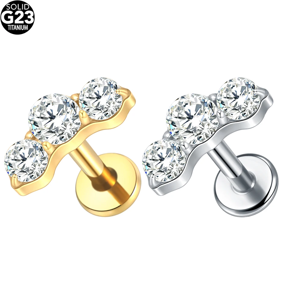 1 stks Titanium Piercing Kruis Bloem Stud Oorbel Intern Schroefdraad Kubieke Zirkoon Tragus Helix Piercing Lichaam Sieraden
