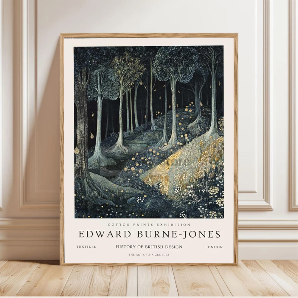 Edward Burne Jones Exhibition Poster Pre Raphaelite Prints Canvas Kew Gardens Painting Floral Wall Art Pictures Home Room Decor