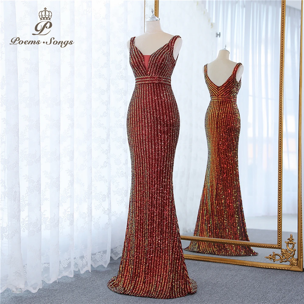 Elegant burgundy Mermaid evening dresses vestidos formales vestidos de fiesta robe de soiree de mariage prom dresses party dress