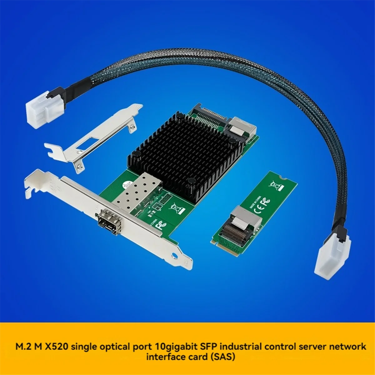 -NEW M.2 10G Server Network Card M.2 M X520-DA1 10G SFP+ Fiber Optic Industrial Computer Server Network Card JL82599EN Chip