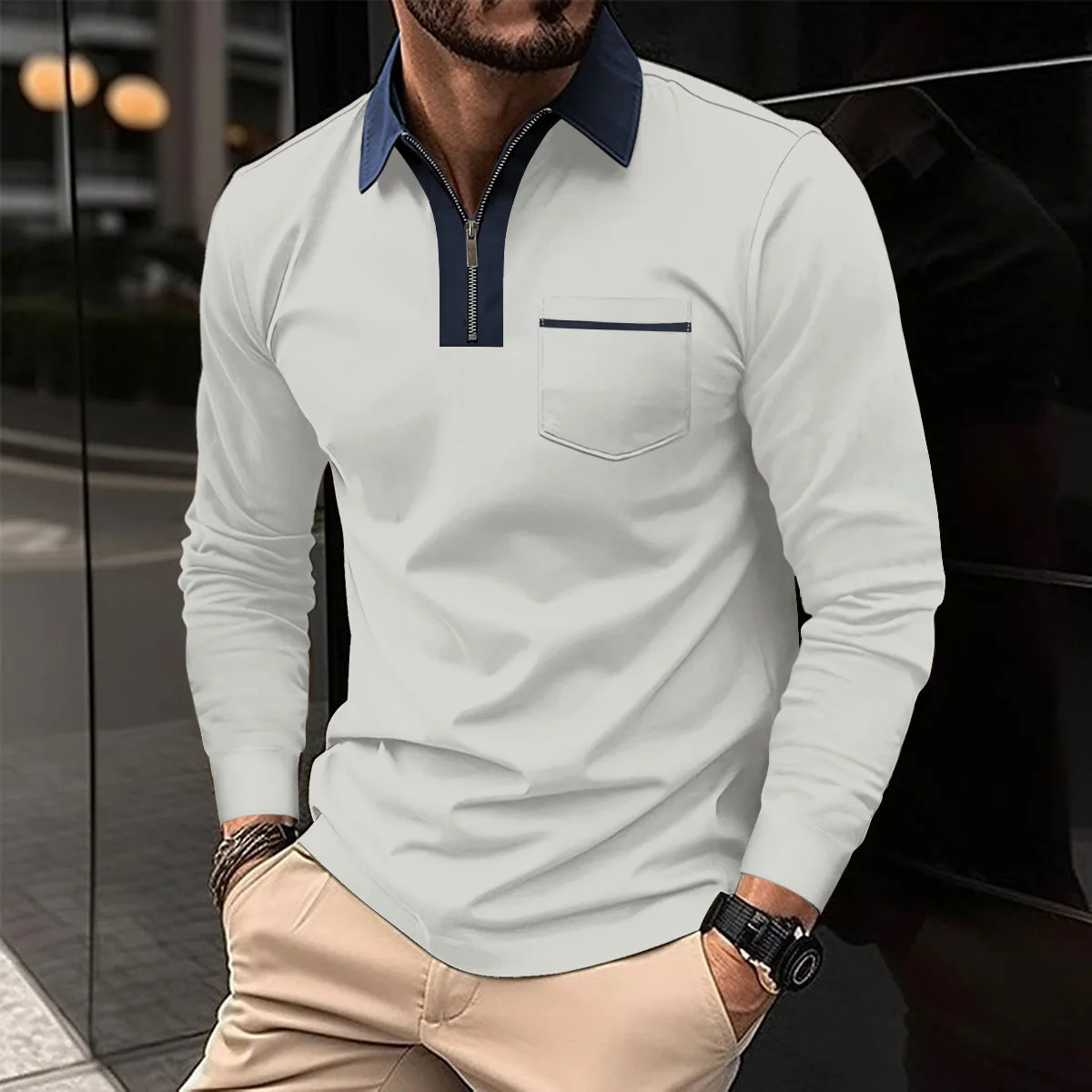 Spring Autumn Men Polo Shirt Casual Sports Shirt Men Pure Color Long Seeved Polo Shirt S-3xl Men T-shirt Fashion Breathable Top