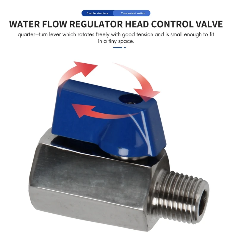 Katup bola 1/2 inci 304 baja tahan karat, katup bola Mini wanita dan pria NPT bagus untuk katup kontrol aliran kepala pancuran