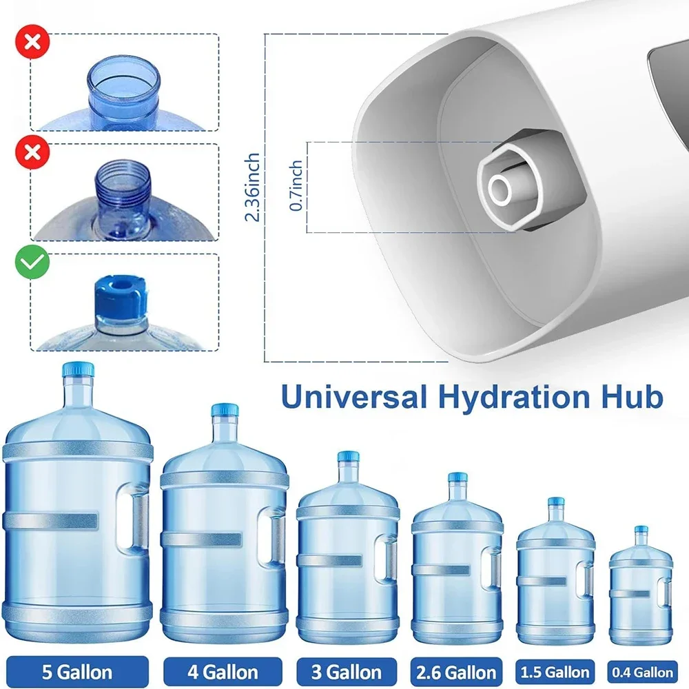 Automatic Electric Water Pump, Fingerprint Unlock Touch Screen Smart Gallon Bottle Drinking, Adjustable Foldable Water Dispenser