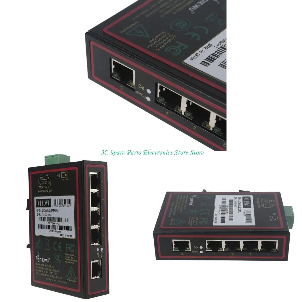 

SZ 5-портовый промышленный сетевой коммутатор 10/100/1000M, интерфейс RJ45 на DIN-рейку, DC5V-58V