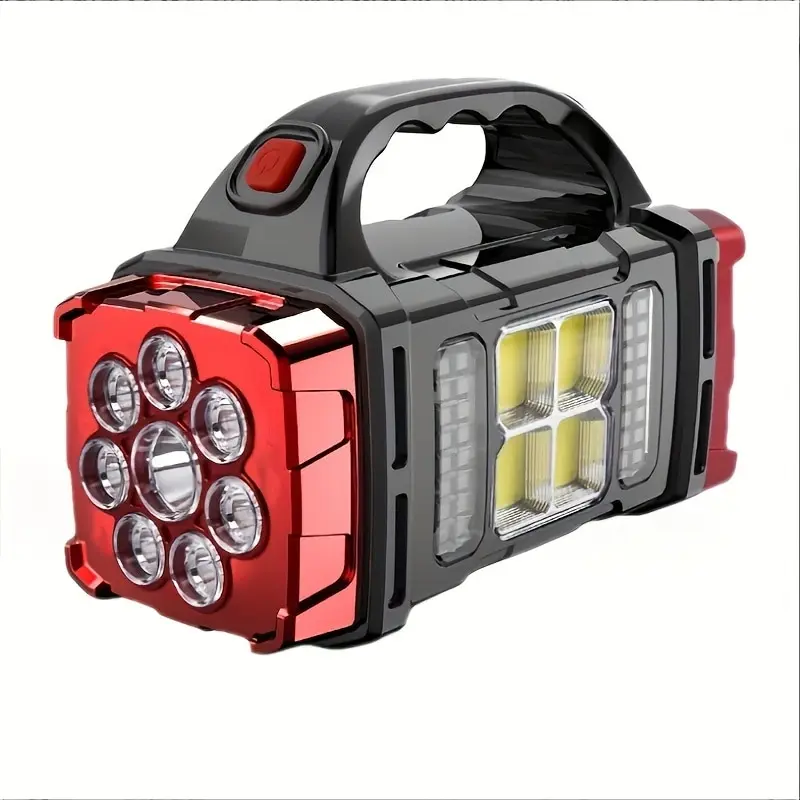 1pc-new Solar LED Multi-function Portable Light USB Dual Light Source Outdoor Searchlight Camping Light Strong Light Flashlight