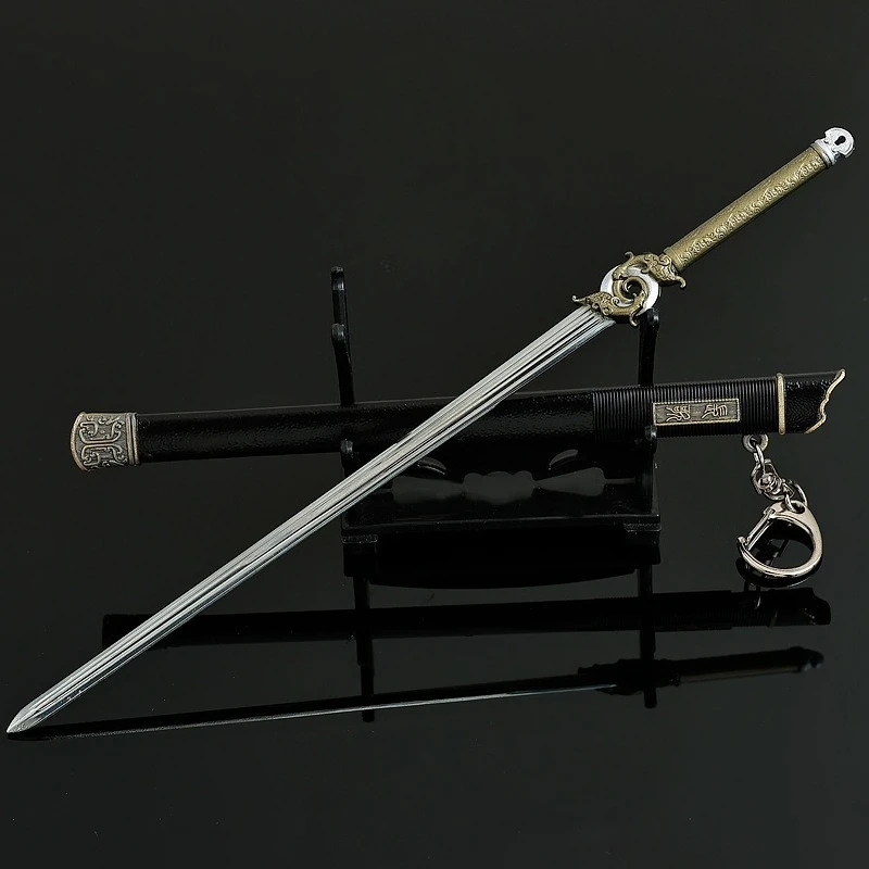 22 cm/8.66in Film en TV Perifere Xiao Qiushui Lange Lied Zwaard Met Schede Sleutelhanger Wapen Model Metal Craft jongen Hanger Gift